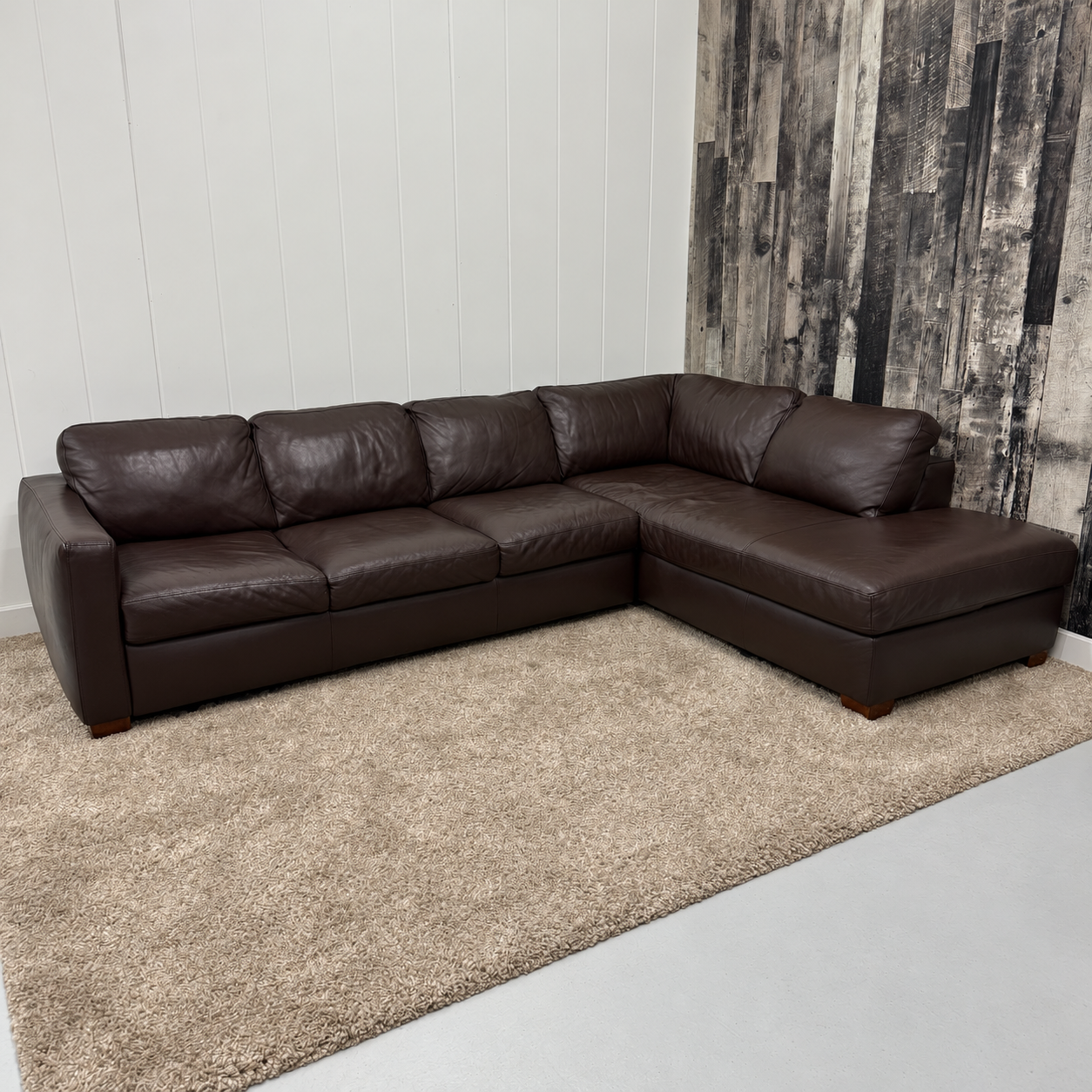 Natuzzi Italsofa Brown Leather Sectional